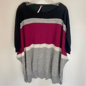 Free People Colorblock Knit Oversized Sweater